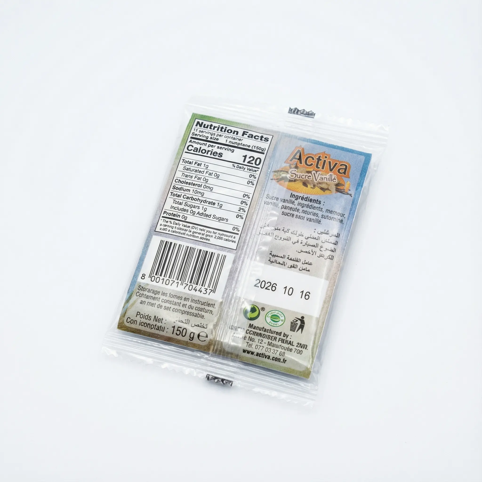 sachet de sucre vanillé informations ingrédients